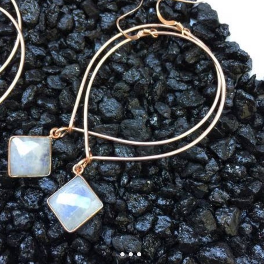 Rose gold 14k hoops with moon stones